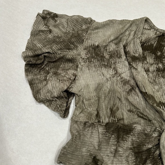 New AB Studio cropped short flutter sleep ribbed knit T-shirt small front knot - Picture 4 of 7